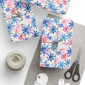 Preppy Watercolor Snowflake Wrapping Paper Lilly-Inspired Christmas Gift Wrap