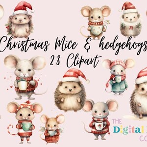 Weihnachten Maus Clipart - 28 hochwertige PNGs, Erinnerungsbuch, Junk Journals, Sammelalben, digitale Planer, kommerzielle Nutzung, digitaler Download