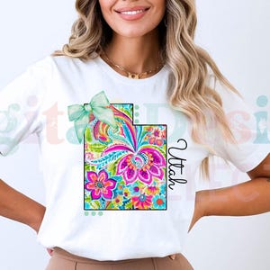 Doodle State Utah- Floral Paisley PNG Digital Download for sublimation and printables sublimation design POD Preppy State Coquette