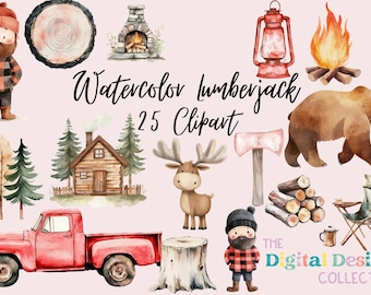 Lumberjack Party Clip Art, PNG  Lumberjack Plaid Clipart, Red Flannel Clipart, Lumberjack Birthday, Commercial Use, Buffalo Plaid POD