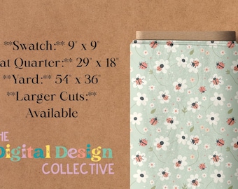 Ladybug Floral Cotton Fabric by the Yard 100% Combed Pima Cotton | Sewing, Quilting, Apparel & Home Decor | Up to 5 Continuous Yards