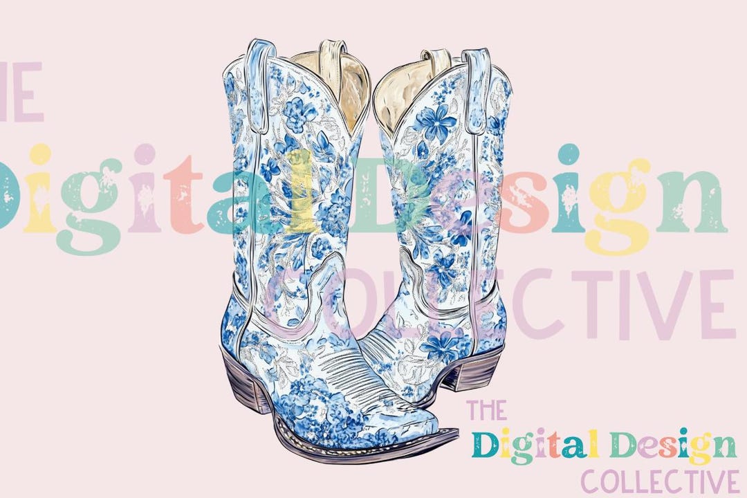 Blue and White Coastal Cowgirl PNG, Coquette Blue Chinoiserie Floral ...