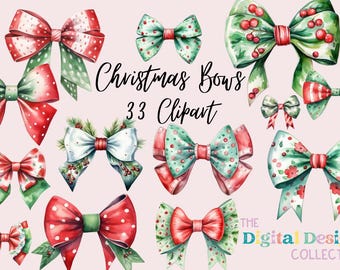 Kerststrikken clipartbundel, transparante png, bruiloft clipart, digitale download, kaarten maken, papier ambacht, commercieel gebruik POD