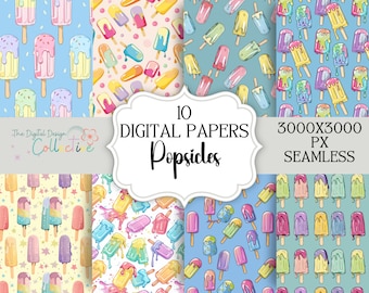 Summer Popsicle Seamless Digital Papers
