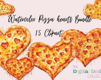 Watercolor Pizza Hearts Bundle