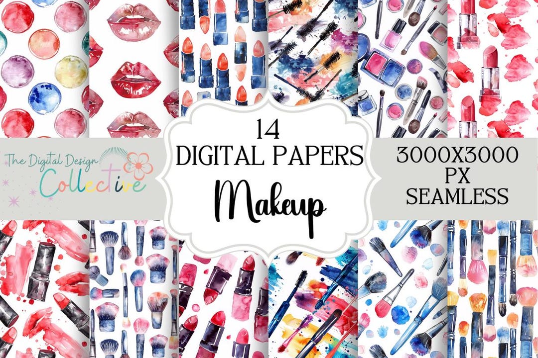 Makeup Seamless Digital Papers Bundle, Cute Seamless Digital Pattern ...
