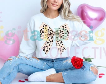 Coquette Bow PNG, Leopard Print Bow PNG, Girly Bow Trending, Cheetah Bow Girl Sublimation Digital Shirt Sweatshrit Mugs Tees Trendy Design