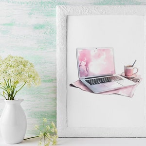Watercolor Pink Girl Boss Clipart Bundle - Feminine Office Decor, Boss Lady Art, Digital Download, High-Res PNG Files, POD Clipart, Planner image 2
