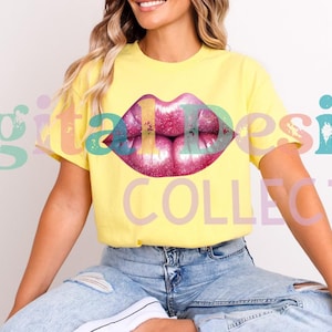 Valentines png, Glitter Sequin Lips shirt design, Heart Love Lips PNG, faux sequin glitter, Trendy Valentine sublimation, Pink Lips DTF png
