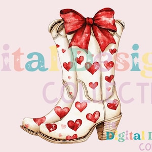 Western Boots Png, Valentine&#39;s Day Png Clipart, Cowgirl Sublimation Printing for T-Shirts, Mug, Rose With Boots Png Cowgirl Hat Png Download
