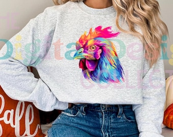 Chicken PNG, Chicken Clipart, Chicken T- Shirt, Neon Chicken Design, Chicken, Chicken Sublimation, Printable, Digital Download, Dtf PNG