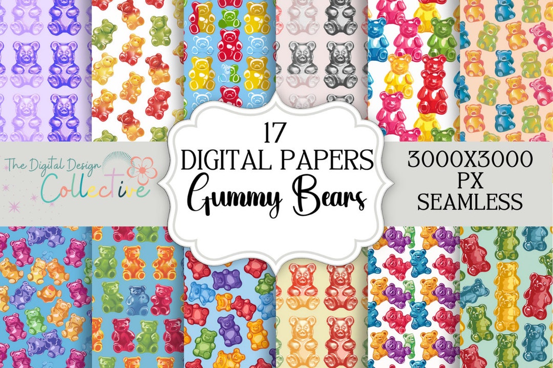 Gummy Bears Seamless Patterns Bundle PNG Bundle Digital Paper, Fabric ...