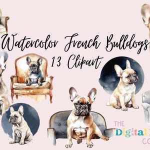 Niedliche Französische Bulldogge Sublimation Clipart | Hochwertiges transparentes PNG | Aquarell Illustration | Frenchie Hunde, Papier Handwerk POD Clipart