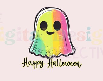 Cute Ghost Happy Halloween, Pumpkin png, Rainbow Ghost, Tumbler png, Pastel rainbow, Ghost, DTF png, Mug png, T-shirt Sublimation Design POD