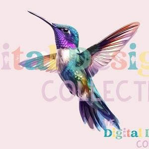 Watercolor Hummingbird Clipart, PNG Pastel Bird Clipart, Hummingbird PNG, Nursery Wall Art, Hummingbird Art, Commercial Use