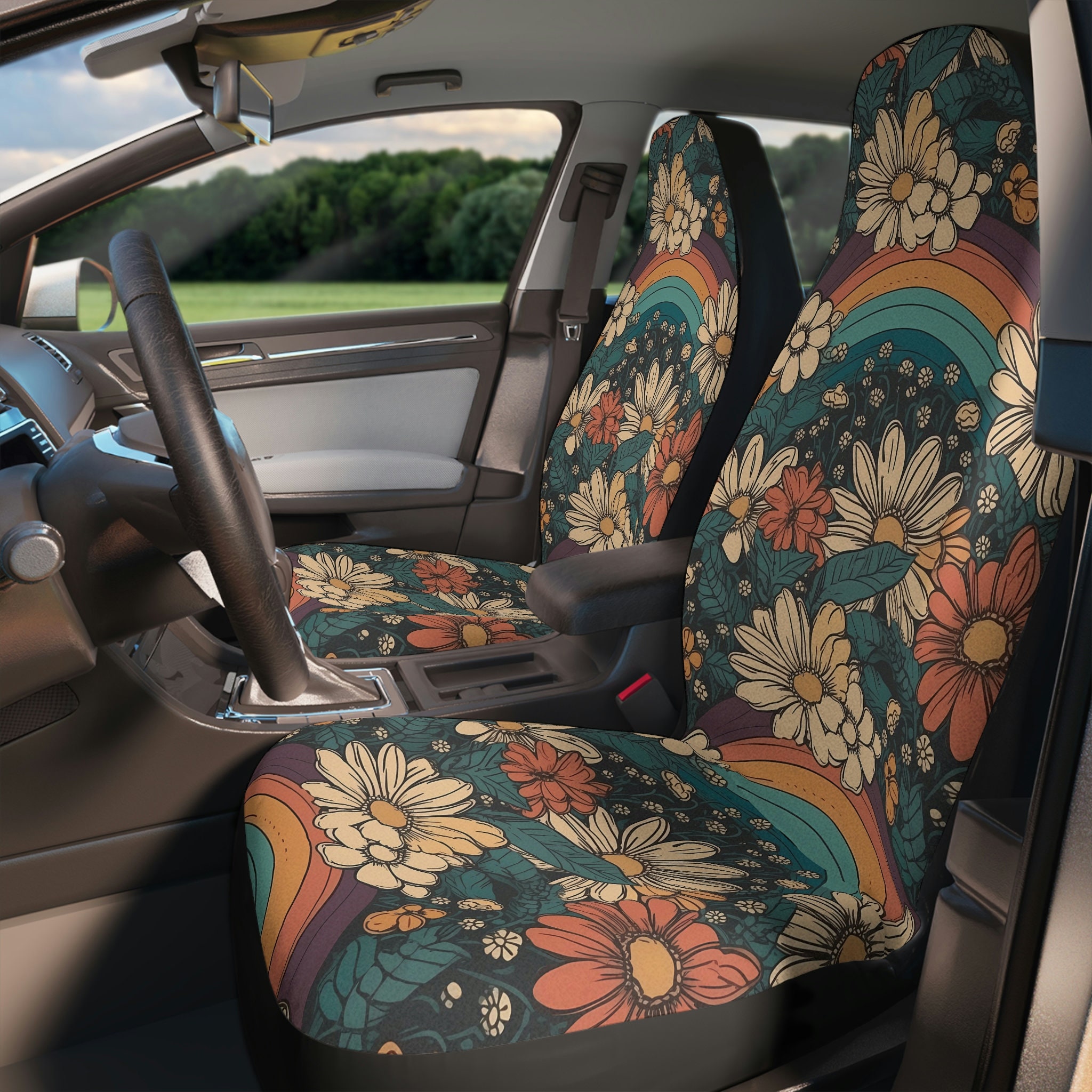 Discover boho cute flowers Car Seat Covers, Boho Cottagecore Seat Covers for vehicle, Boho car interior decor, cute car accessories gift boho floral