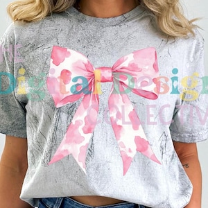 Pink Cow Print Coquette bow png Coquette clipart design trending png retro mama png pink bow png aesthetic png tee shirt designs western png