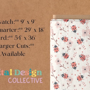 Ladybug Floral Cotton Fabric by the Yard 100% Pima Cotton for Quilting, Sewing & Home Decor