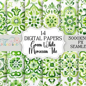 Naadloze groene Marokkaanse patronen papieren naadloze digitale papieren instant download digitaal papierbestand voor stoffen POD afdrukbaar