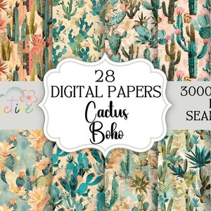 Seamless Cactus Digital Papers, Cactus Digital Paper, Cactus Digital Paper, Succulents, Commercial use, Pod Use