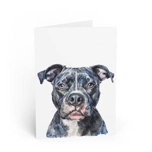 Blue Pitbull Note Card~Blank Watercolor Dog Notecards~Canine Stationery~Gift for Dog Mom~Pitbull Gifts~Big Dog Gifts