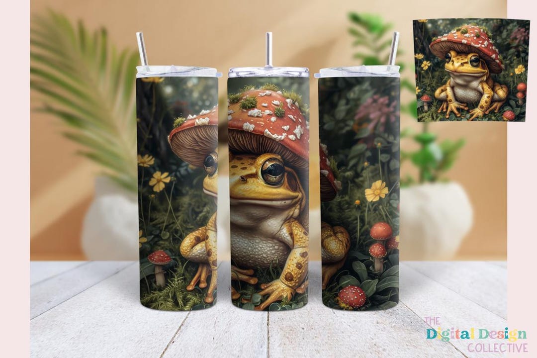 Frog Tumbler Wrap 20 Oz Skinny Tumbler Sublimation Design Mushroom ...