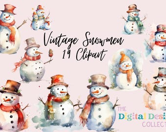 Vintage Digital Clipart - Frosty The Snowman - Cute Clip Art Instant Download Printable Image Personal and Commercial Use