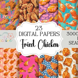 Fried Chicken Seamless Papers descarga instantánea de archivos de papel digital para telas POD