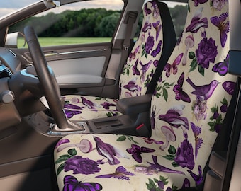 Vintage Purple Violet Robin Natural Mushrooms Butterflies & Moths Car Seat Covers