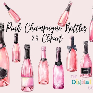 Pink Champagne | Celebrations Clipart | Commercial Use | Drink Cliparts | Pink Planner Clip Art | Cocktail Glass Clipart | Pink Birthday