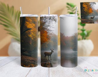 White-Tailed Buck Deer Tumbler Wrap, 20 oz Skinny Tumbler, Hunting Tumbler, Sublimation Design, PNG Instant, DIGITAL ONLY,