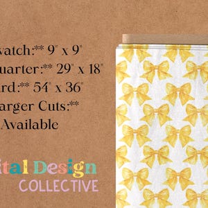 Sunshine Yellow Bows Gingham Cotton Fabric White Cotton With Yellow Bowknot Quilting Fabric- 1/2 yard