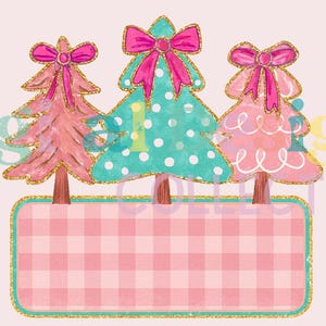 Personalized Glitter Coquette Christmas Tree Png, Christmas Kids Name PNG, Kids Christmas Png, Girl Christmas Png, Brushstroke