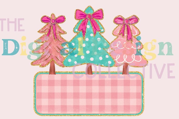 Personalized Glitter Coquette Christmas Tree Png, Christmas Kids Name PNG, Kids Christmas Png, Girl Christmas Png, Brushstroke