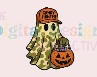 Camo Halloween ghost PNG | Camo Candy hunter png | Camo Pumpkin Clipart for Kids | camo Halloween png | bestsellers png | Camo kids png