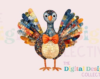 Pavo PNG Brillo Brillo Lentejuelas PNG Sudadera de Acción de Gracias Diseño de Sublimación Pavo Colorido Pavo Brillante Png, Descarga Digital POD