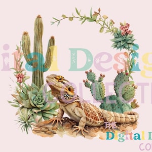 Bearded dragon clipart, bearded dragon png, reptile clipart, dragon clipart, lizard clipart, watercolor painting, gecko, digital download