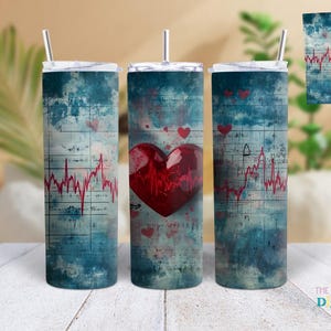 Herzschlag Kardiogramm Tumbler Wrap 20 Unzen - 20 Unzen Skinny Tumbler Sublimation Niedliche Krankenschwester Design - Digital Download PNG Kardiologen Tumbler