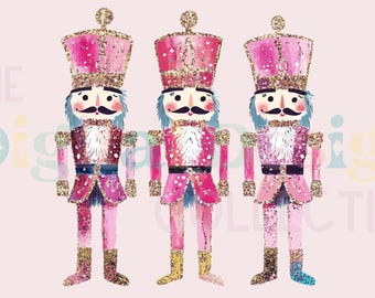 Nutcracker Friends Pink Glitter  PNG, Pink Christmas PNG, Coquette png, Pink bow png PNG Pink Christmas png
