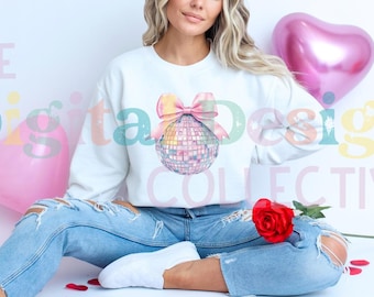 Coquette Disco Ball png,Soft Girl Era png,Pink Bow,Aesthetic Png,Ribbon,Girlie Png,Vday png,Social Club png,coquette shirt design