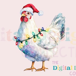 Christmas Chicken PNG Sublimation Design, Merry Christmas PNG, Christmas Chicken Clipart, Christmas Animals PNG, Chicken png, Pod