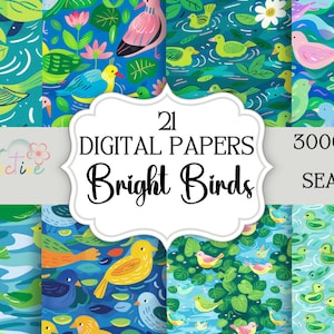 Papéis digitais Seamless Bright Birds