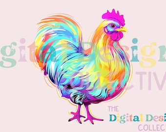 Chicken PNG, Chicken Clipart, Chicken T- Shirt, Neon Chicken Design, Chicken, Chicken Sublimation, Printable, Digital Download, Dtf PNG