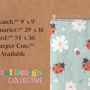 Ladybug Floral Blue Cotton Fabric by the Yard 100% Pima Cotton for Quilting, Sewing & Home Decor