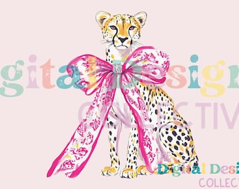 Leopard PNG, Leopard Print Png, Coquette Png, Leopard Clipart, Pink Bow Png, Watercolor Cheetah Clip Art, Coquette Leopard Shirt Sublimation