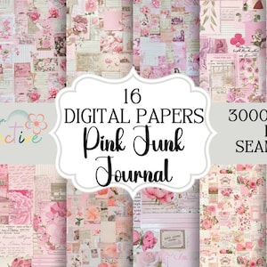 Seamless Pink Shabby Chic Digital Papers Bundle Digital Paper, Shabby Chic Digital Paper, Pink Roses Digital Paper, Pink Shabby Chic