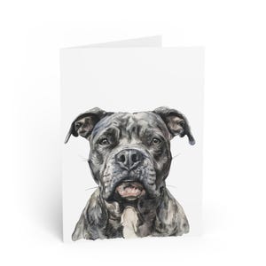 Grey Pitbull Note Card~Blank Watercolor Dog Notecards~Canine Stationery~Gift for Dog Mom~Pitbull Gifts~Big Dog Gifts