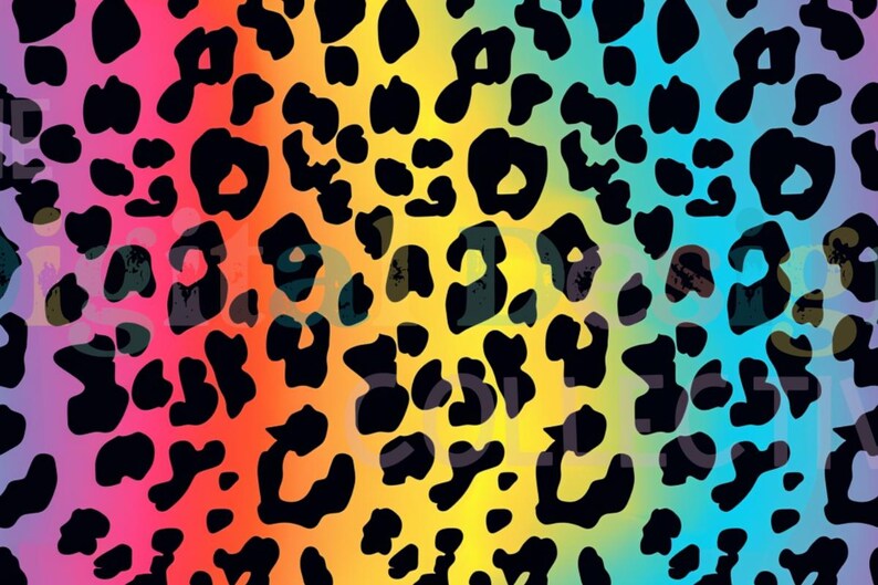 Rainbow Leopard Print Seamless Papers, Repeating Digital Pattern ...