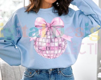 Coquette Disco Ball png,Soft Girl Era png,Pink Bow,Aesthetic Png,Ribbon,Girlie Png,Vday png,Social Club png,coquette shirt design