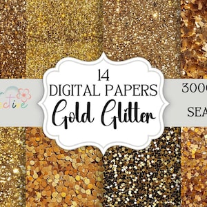 Seamless Gold Glitter Digital Papers, Vibrant Repeating Digital Pattern, Digital Background, Commercial Use, Instant Download, POD Seamless